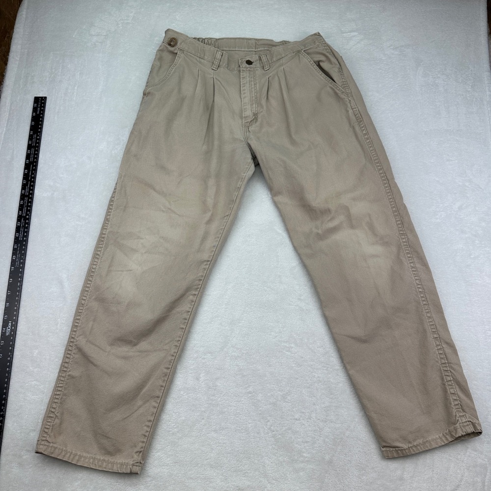 Vintage Wrangler Rugged Wear Men's 34x30 Pleated Khaki Elastic Waist Pants